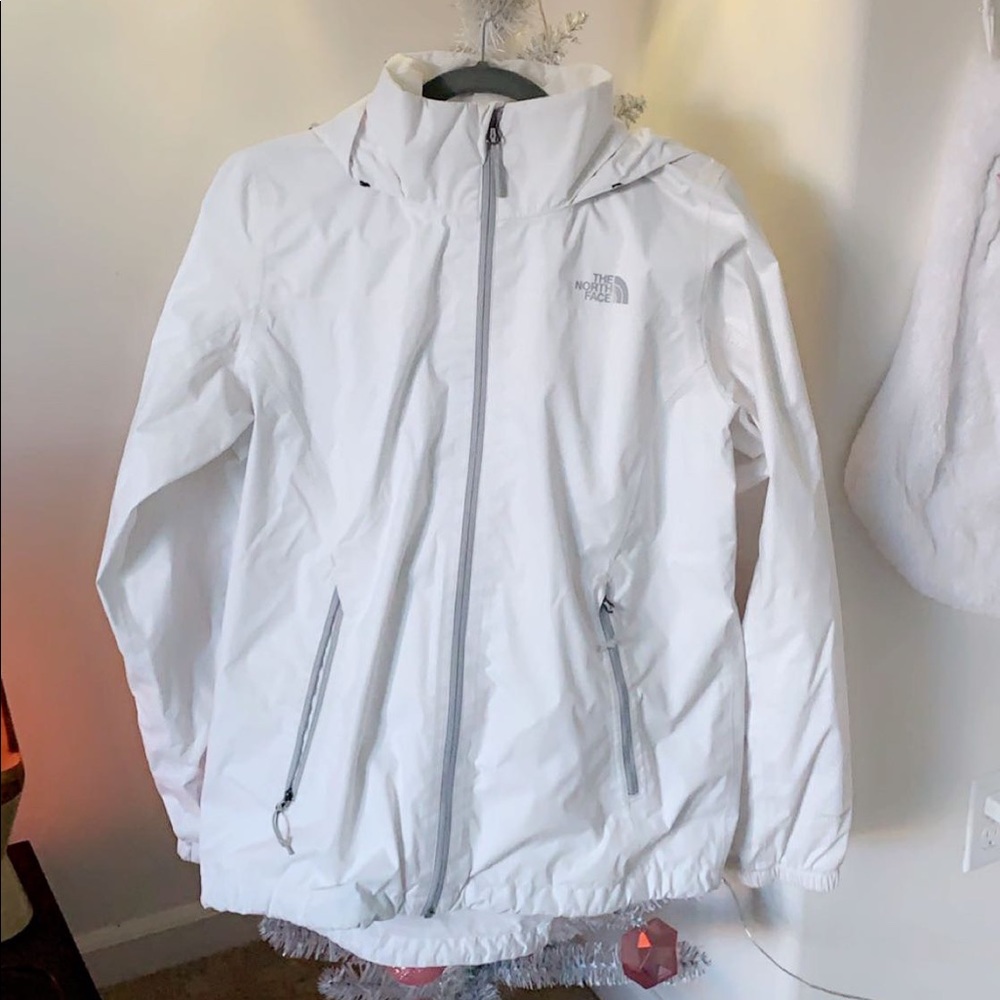 White North Face Raincoat (Has a Detachable Hood)